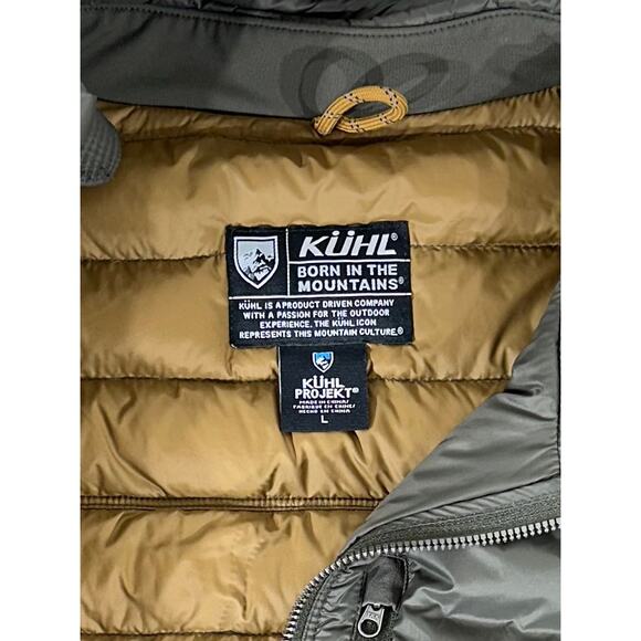 Kuhl Projekt Spyfire Puffer Jacket Size Large Dark Moss Green Goose Down READ - Picture 4 of 12